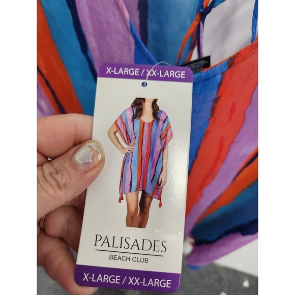 Palisades Beach Club Womens Swimsuit Cover up XL/XXL Red Blue Brushed Stripe NWT - Picture 7 of 8